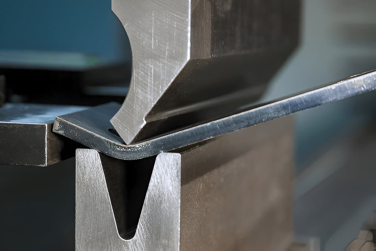 Press brake forming a steel plate